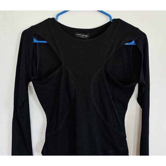 NWT Naked Wardrobe Cut the Butter Bodysuit Size M Black Long Sleeve Cut-Out - Picture 6 of 8
